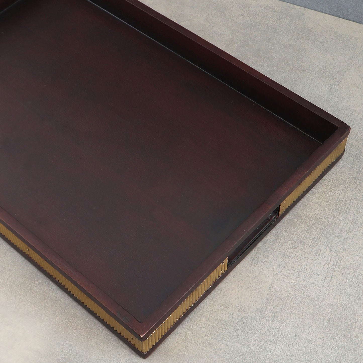 Brass Strip Hand Made Large Square Wooden Tray