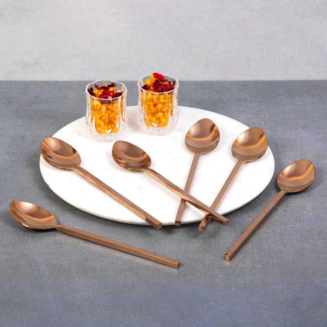 Aura Rose Gold Dessert Spoon (Set of 6)