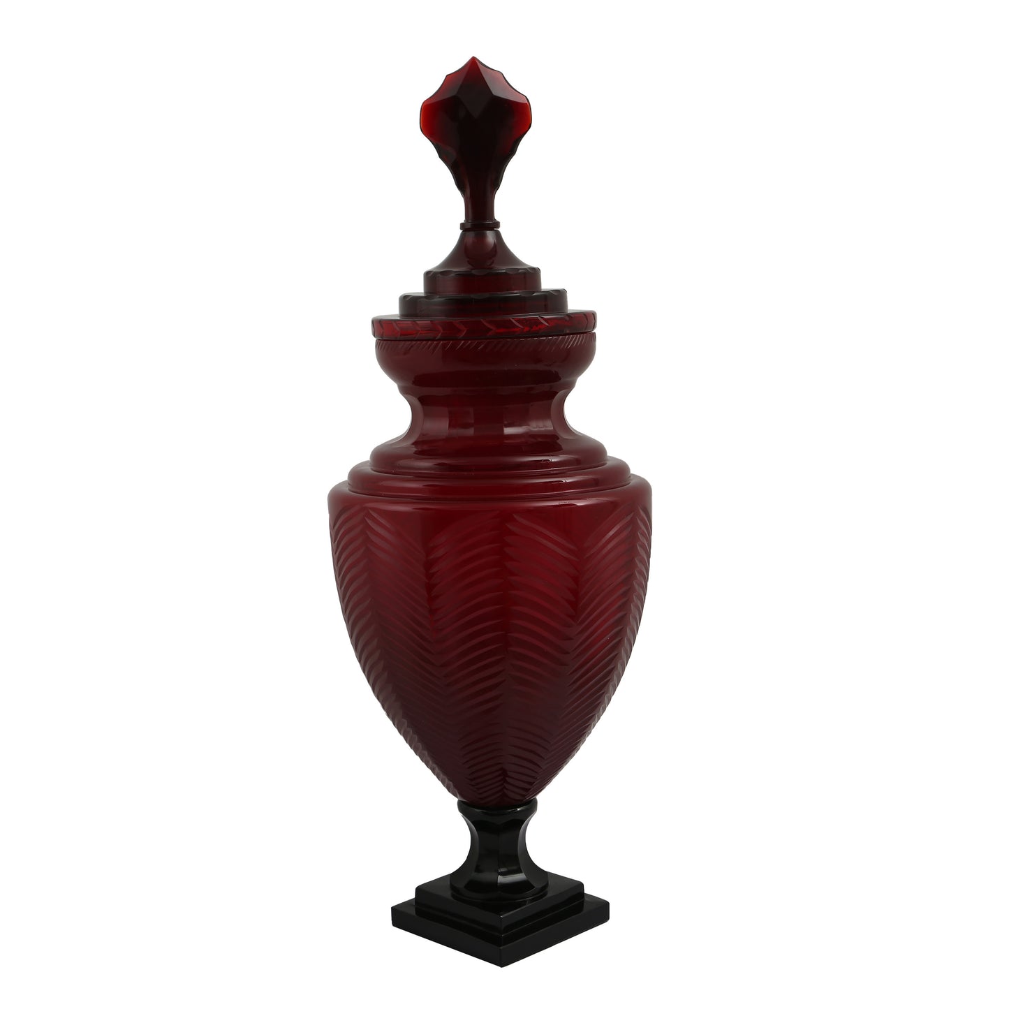 Hand Cut Glass Large Decorative Urns