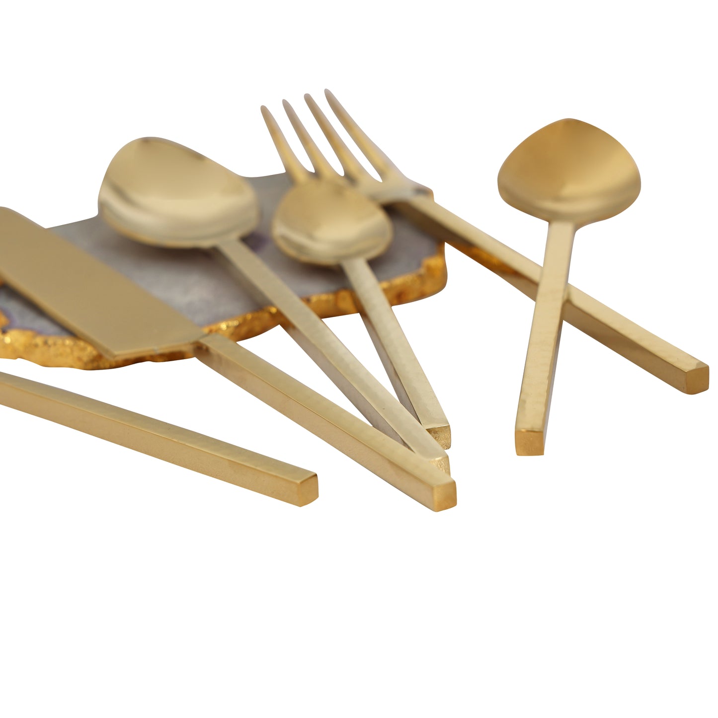 Hammer Cut Champagne Gold Baby Dessert Spoon-set of 6