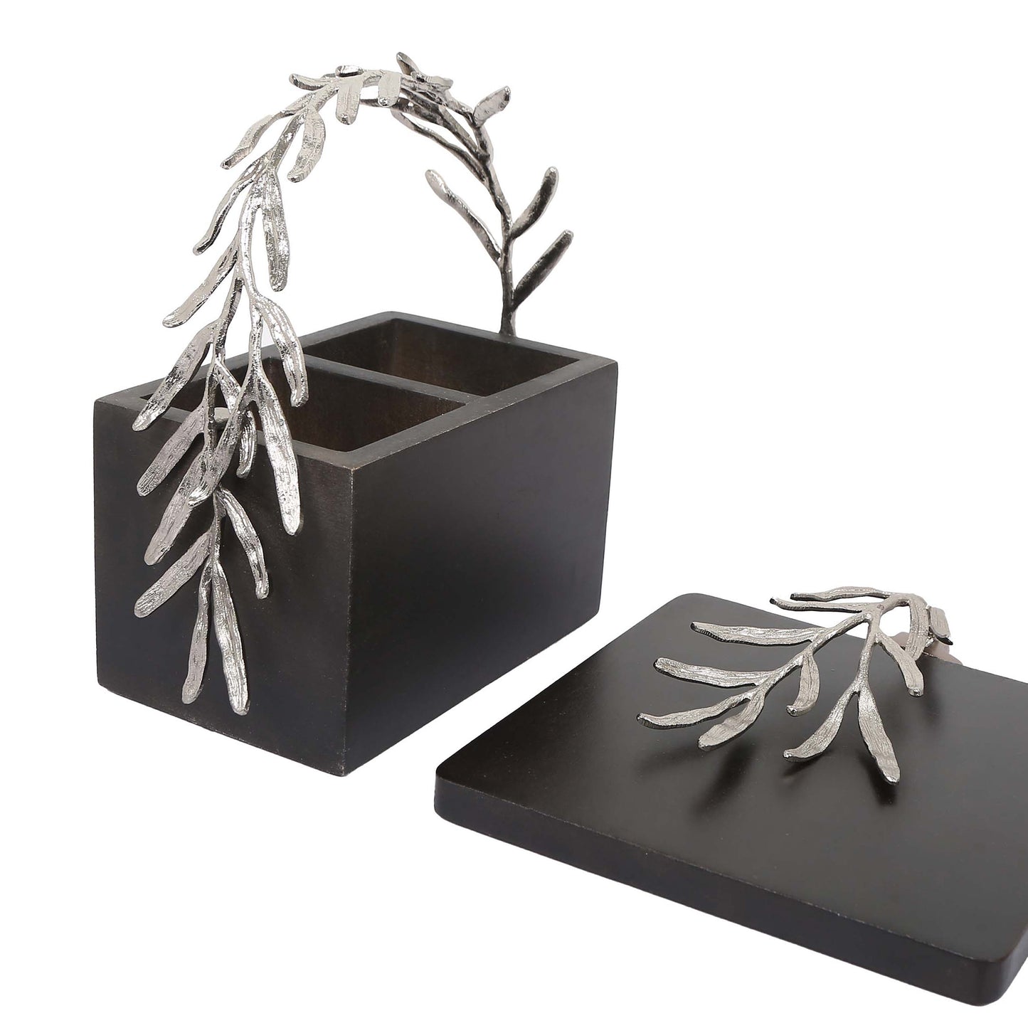 Plam Leaf Hand Made Tissue And Cutlery Holder