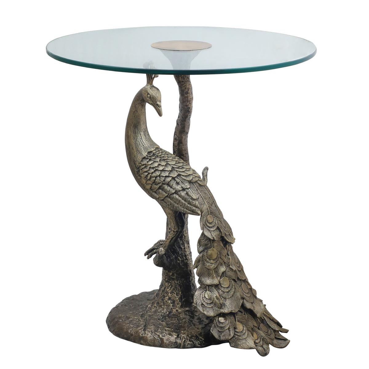 Peacock Glass top Accent Table