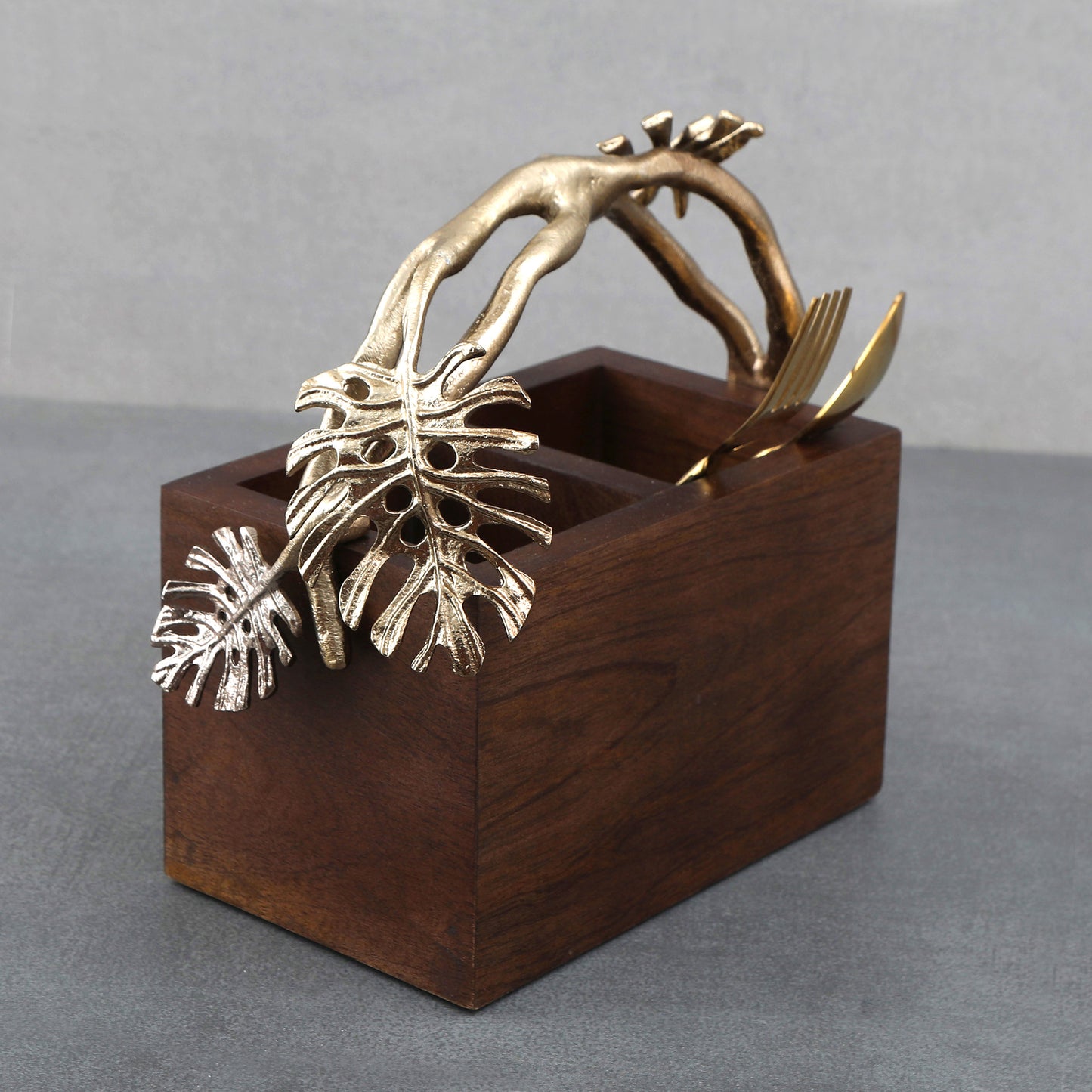 Monstera Brown Hand Made Cutlery Holder