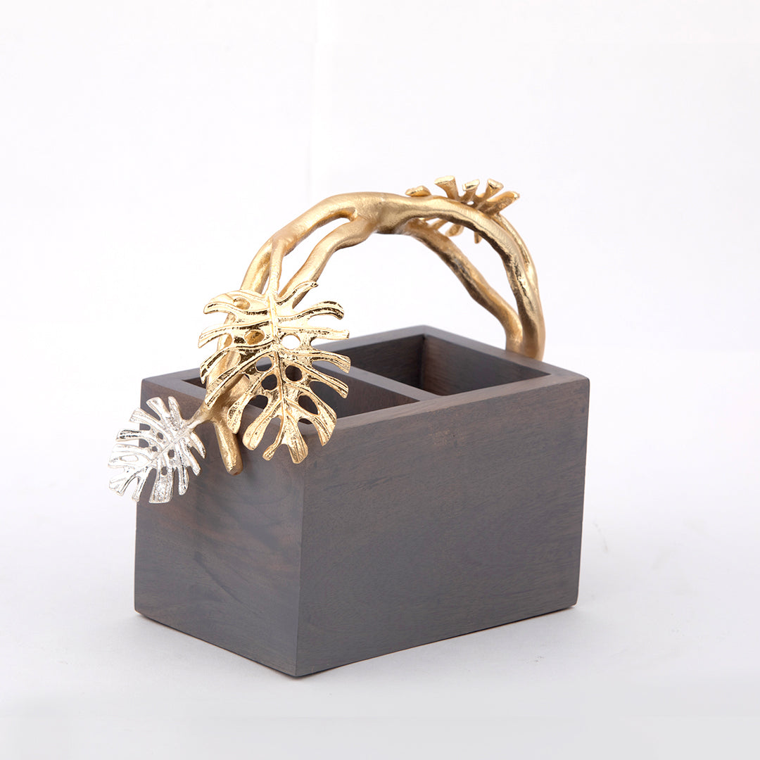 Monstara grey wooden cutlery holder