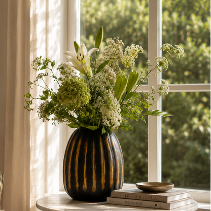 Hand Cut Glass Vase - L