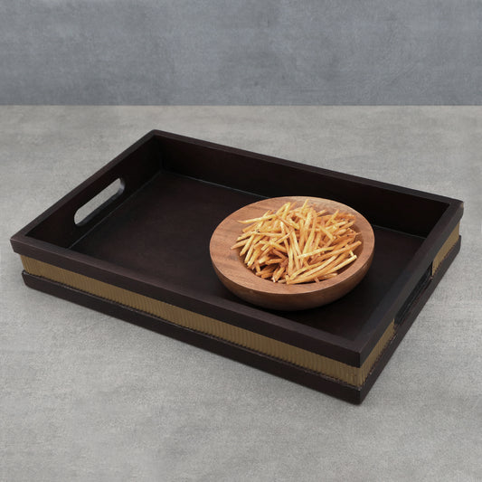 Brass Strip Hand Made Small Wooden Tray