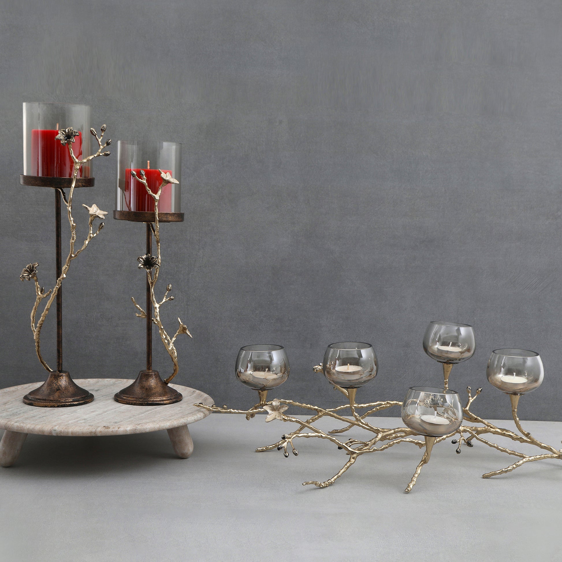 Decoration Hand Made Candle Holder Set Of 2