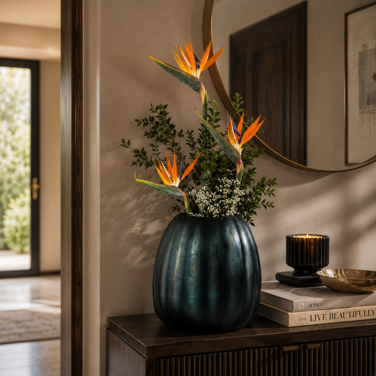 Hand Cut Glass Vase -L