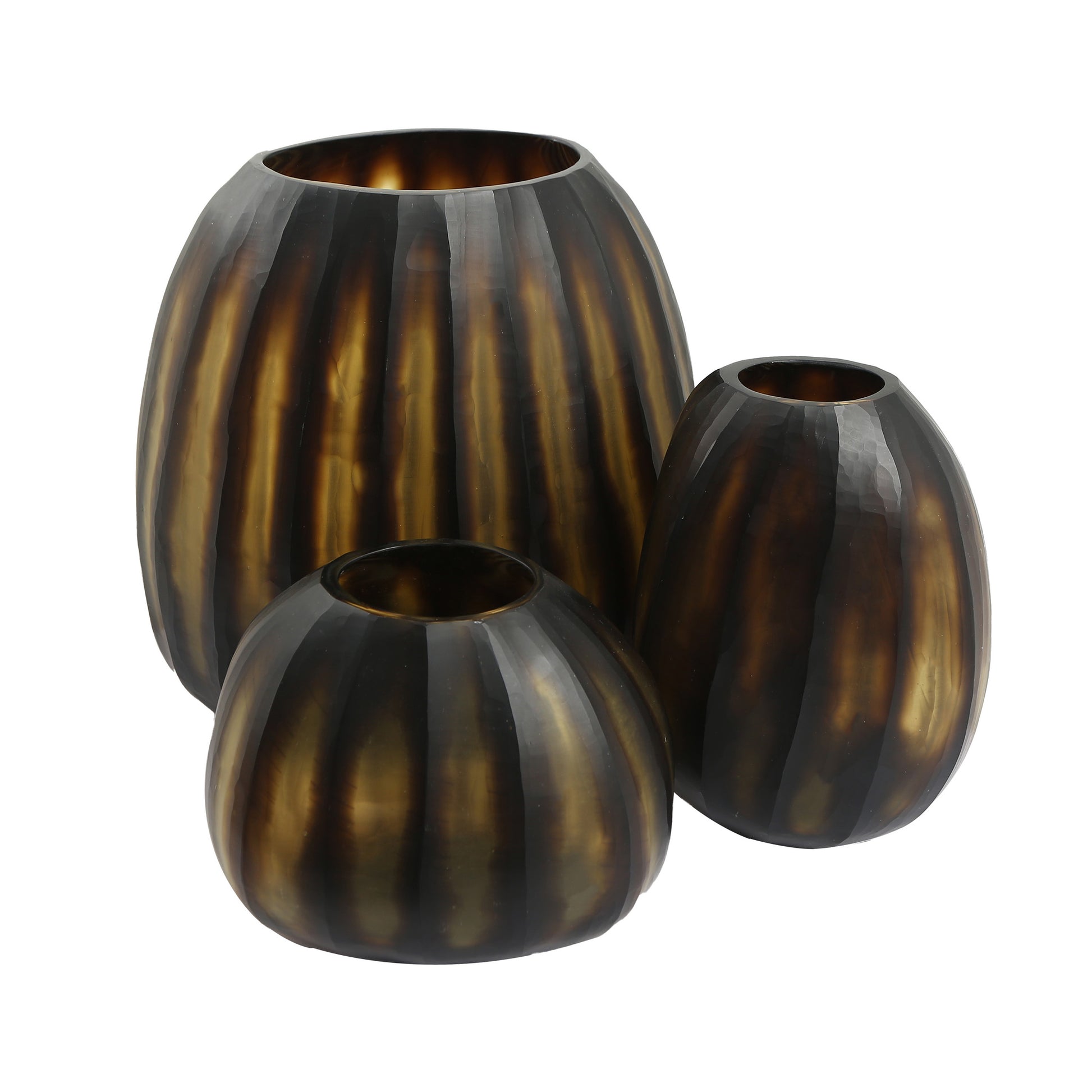 Hand Cut Glass Vase Set