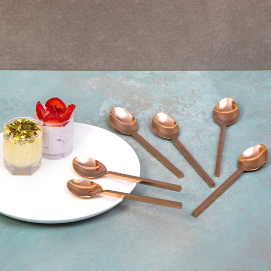 Aura Rose Gold Dessert Spoon (Set of 6)