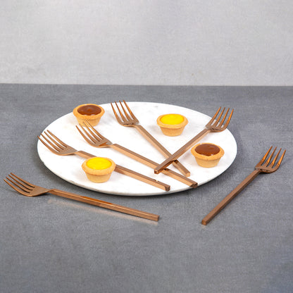 Aura Rose Gold Dessert Fruit Fork Set of 6