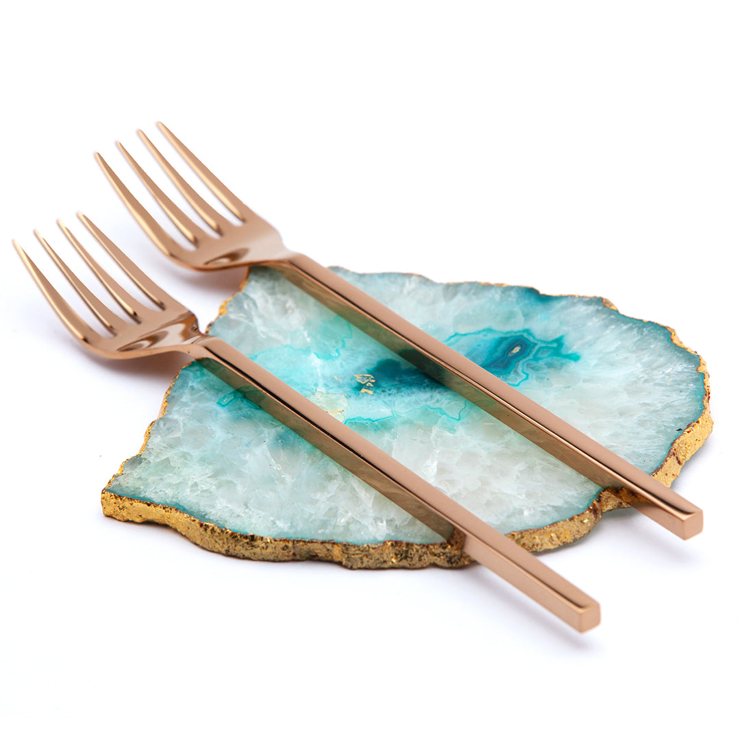 Aura Rose Gold Dessert Fruit Fork Set of 6