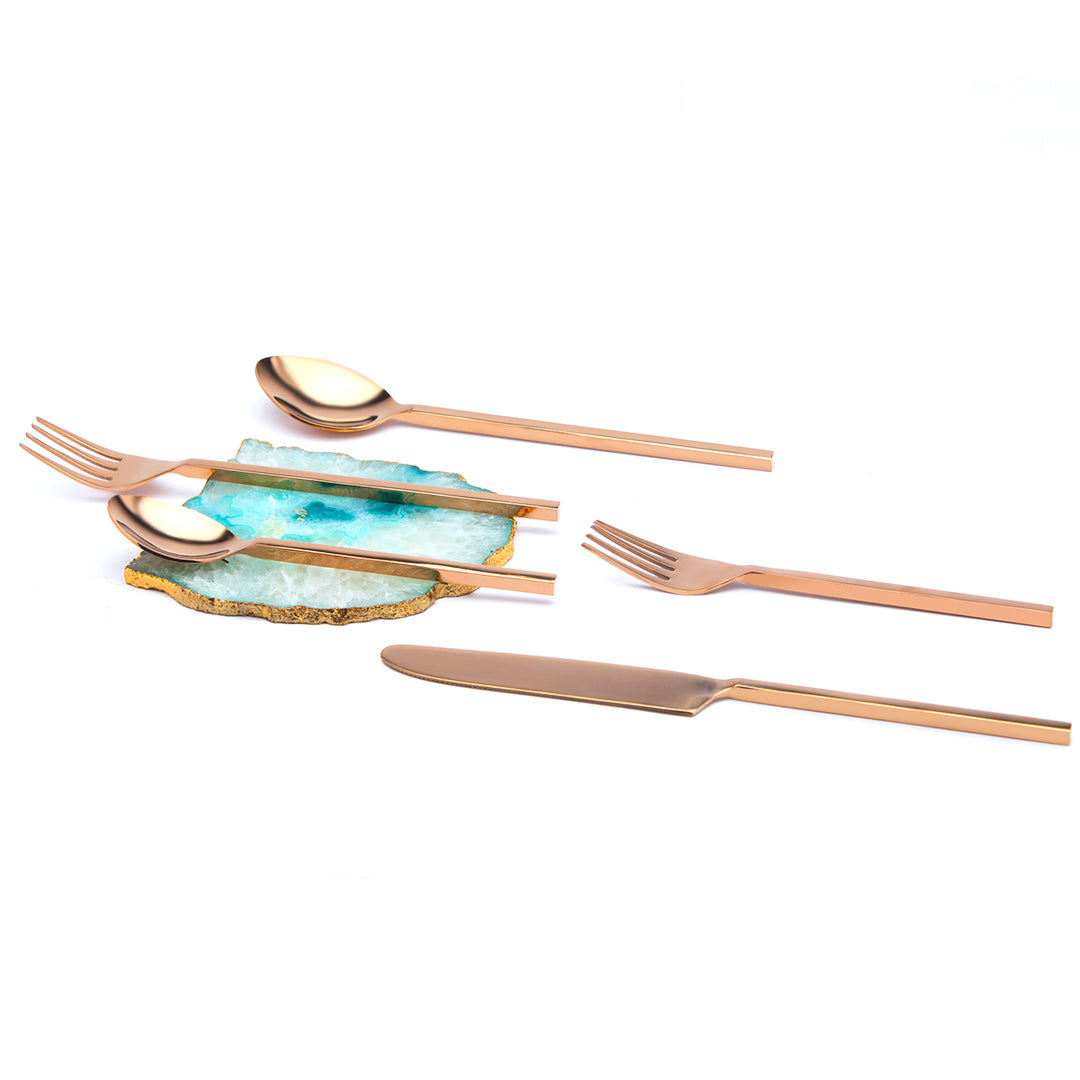 Aura Rose Gold Dessert Fruit Fork Set of 6