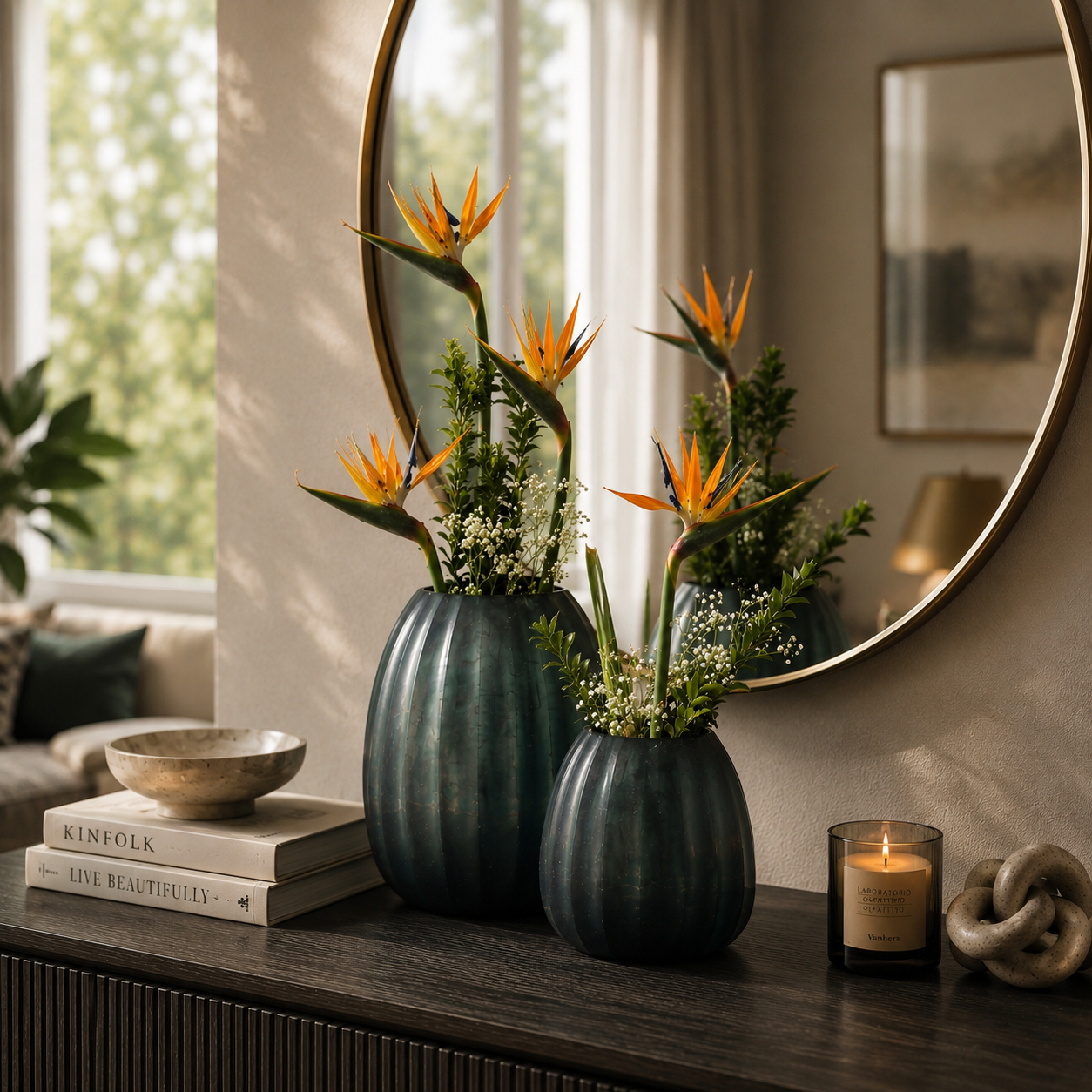 Hand Cut Glass Vase -set of 2