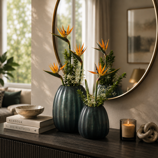 Hand Cut Glass Vase -set of 2