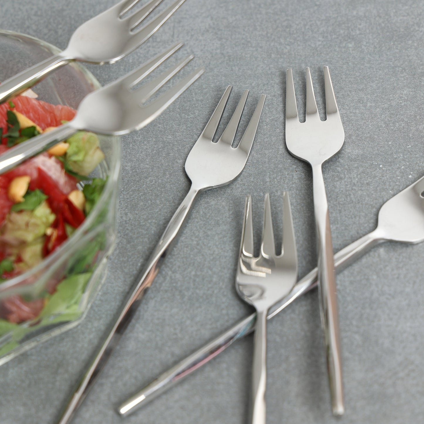 Diamond cut fruit fork-set of 6