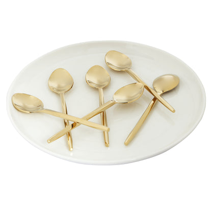 Diamond cut gold baby dessert spoon-set of 6