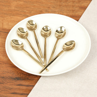 Diamond cut gold baby dessert spoon-set of 6