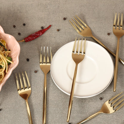 Diamond cut gold dinner fork-set of 6