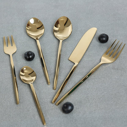 Diamond cut gold dinner spoon-set of 6