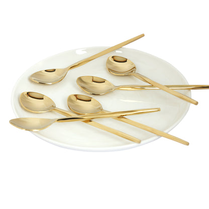 Diamond cut gold snack spoon-set of 6