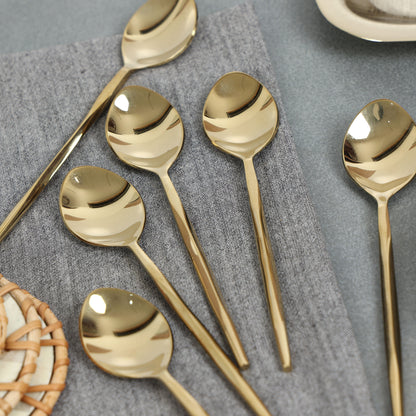 Diamond cut gold snack spoon-set of 6