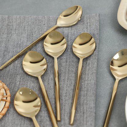 Diamond cut gold snack spoon-set of 6