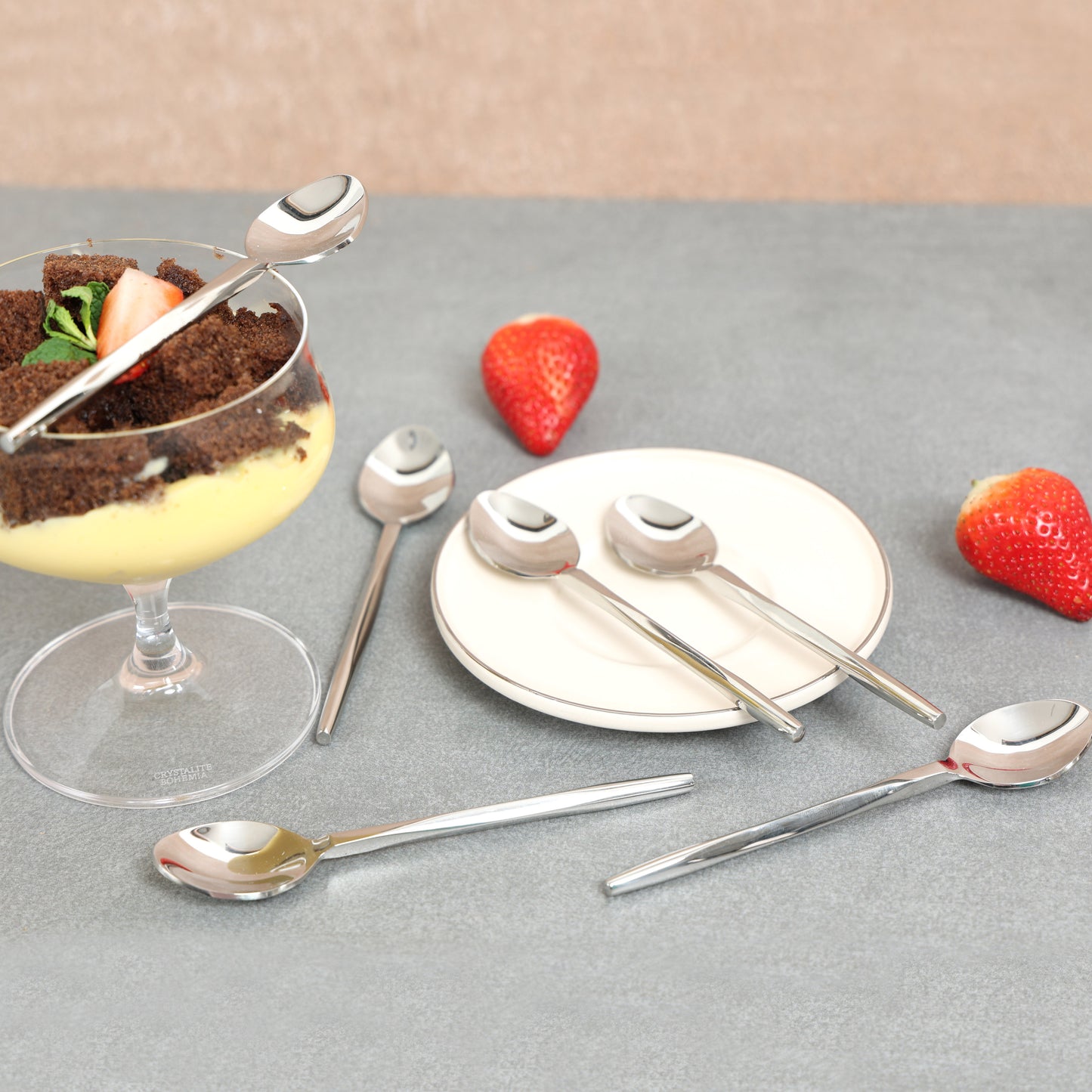 Diamond cut baby dessert spoon-set of 6