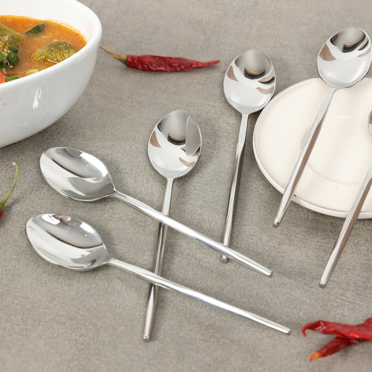 Diamond nickle dinner spoon-set of 6