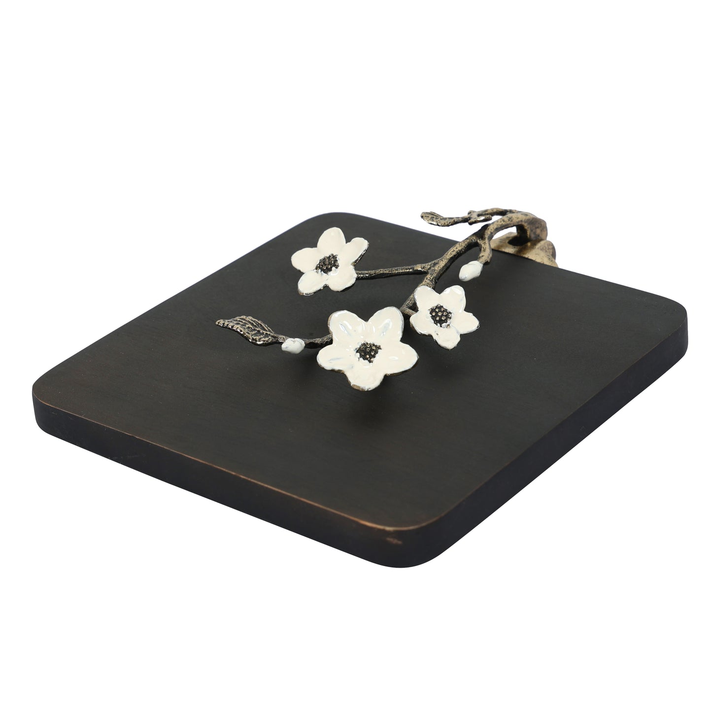 Floral enamel wood Tissue Holder - Grey
