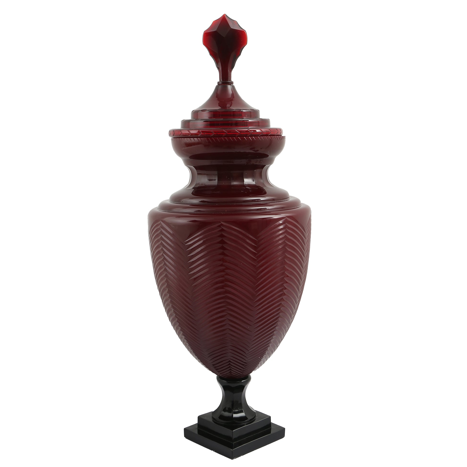 Hand Cut Decor Glass Urn Vase 