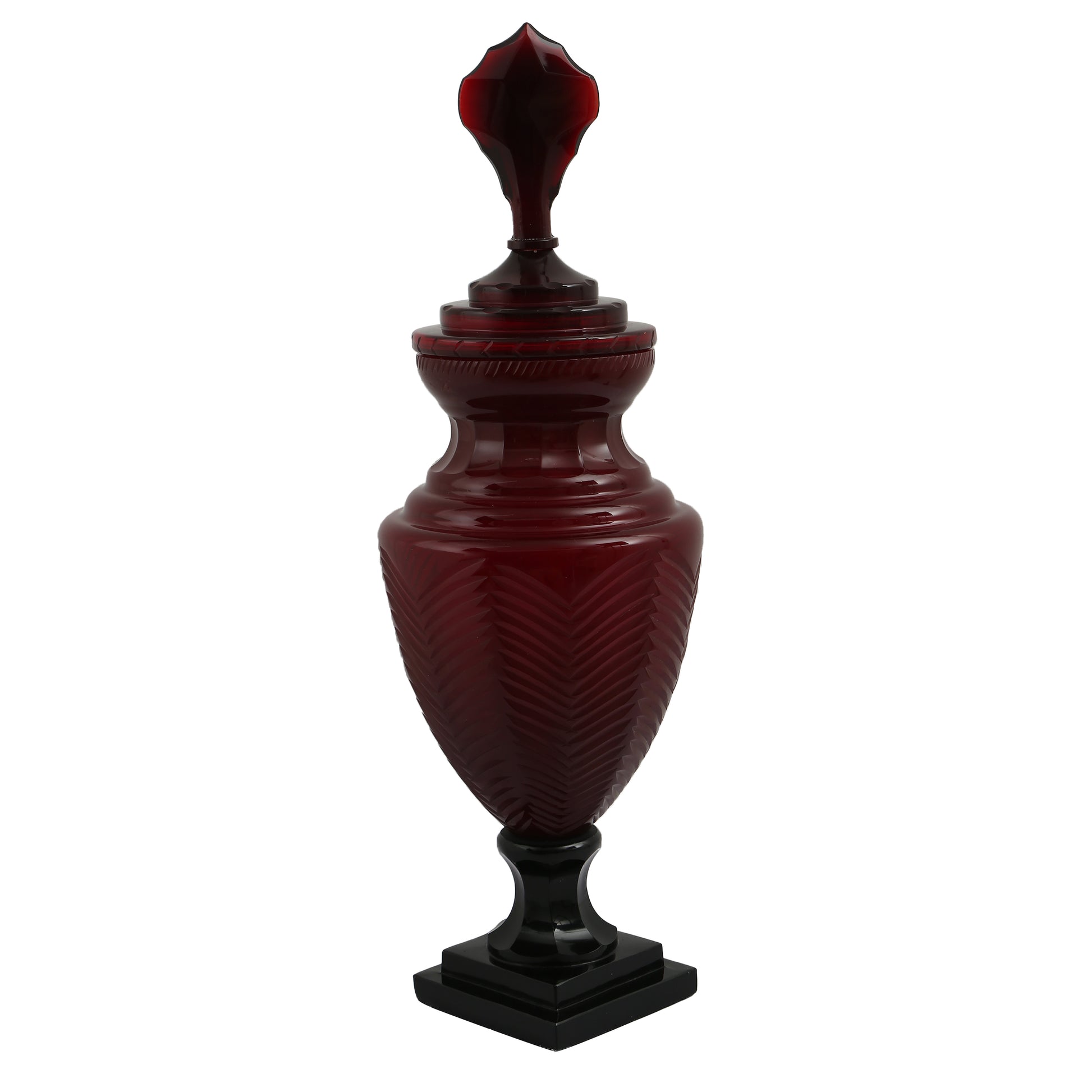 Hand Cut Glass Small Decorative Urn 