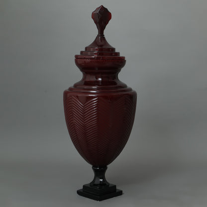 Hand Cut Decor Glass Urn Vase 