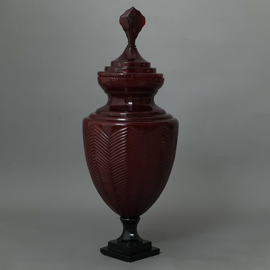 Hand Cut Decor Glass Urn Vase 