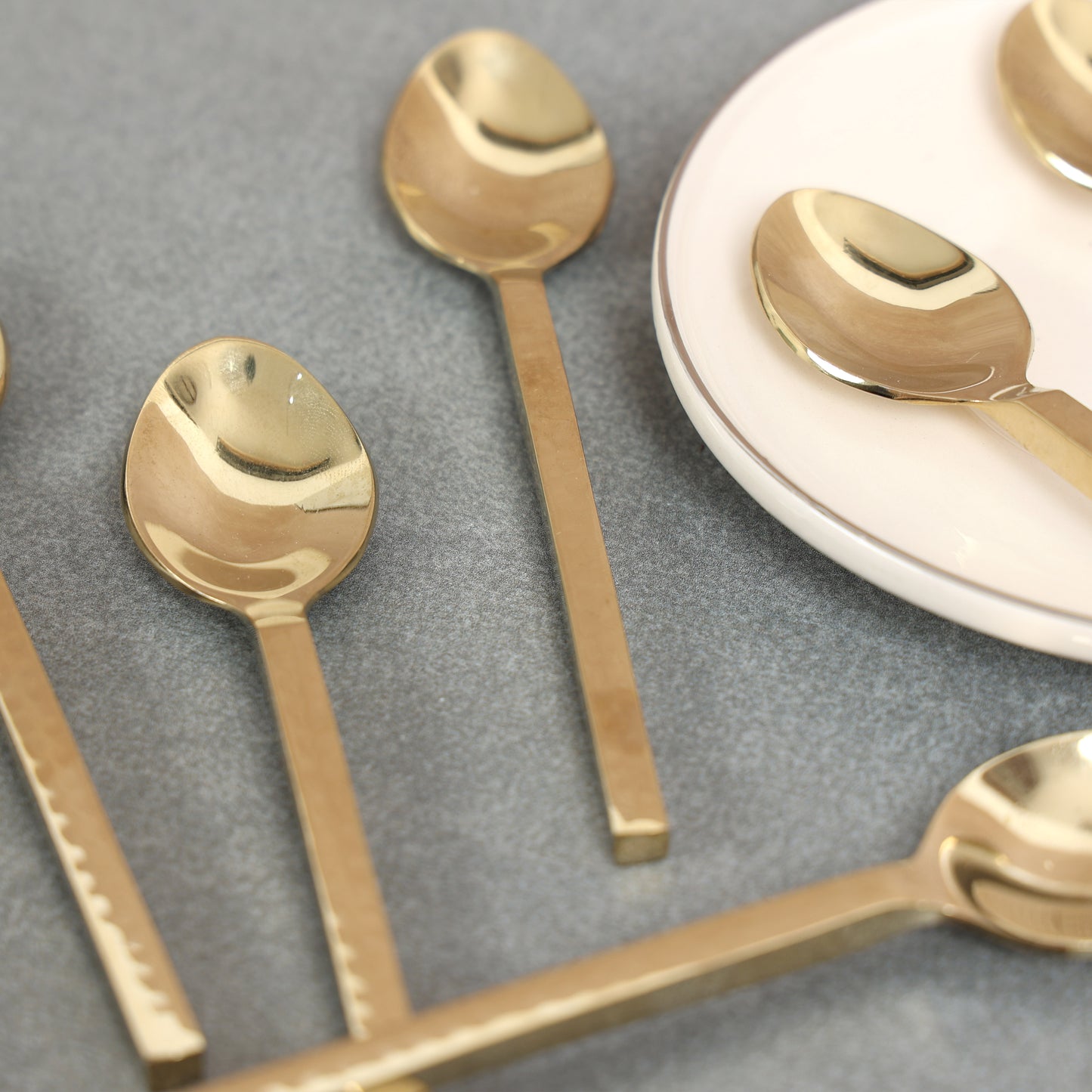 Hammer Cut Champagne Gold Baby Dessert Spoon-set of 6