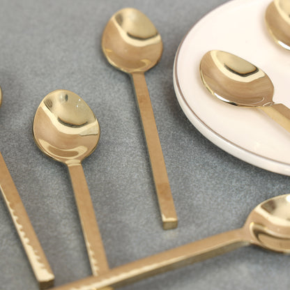 Hammer Cut Champagne Gold Baby Dessert Spoon-set of 6