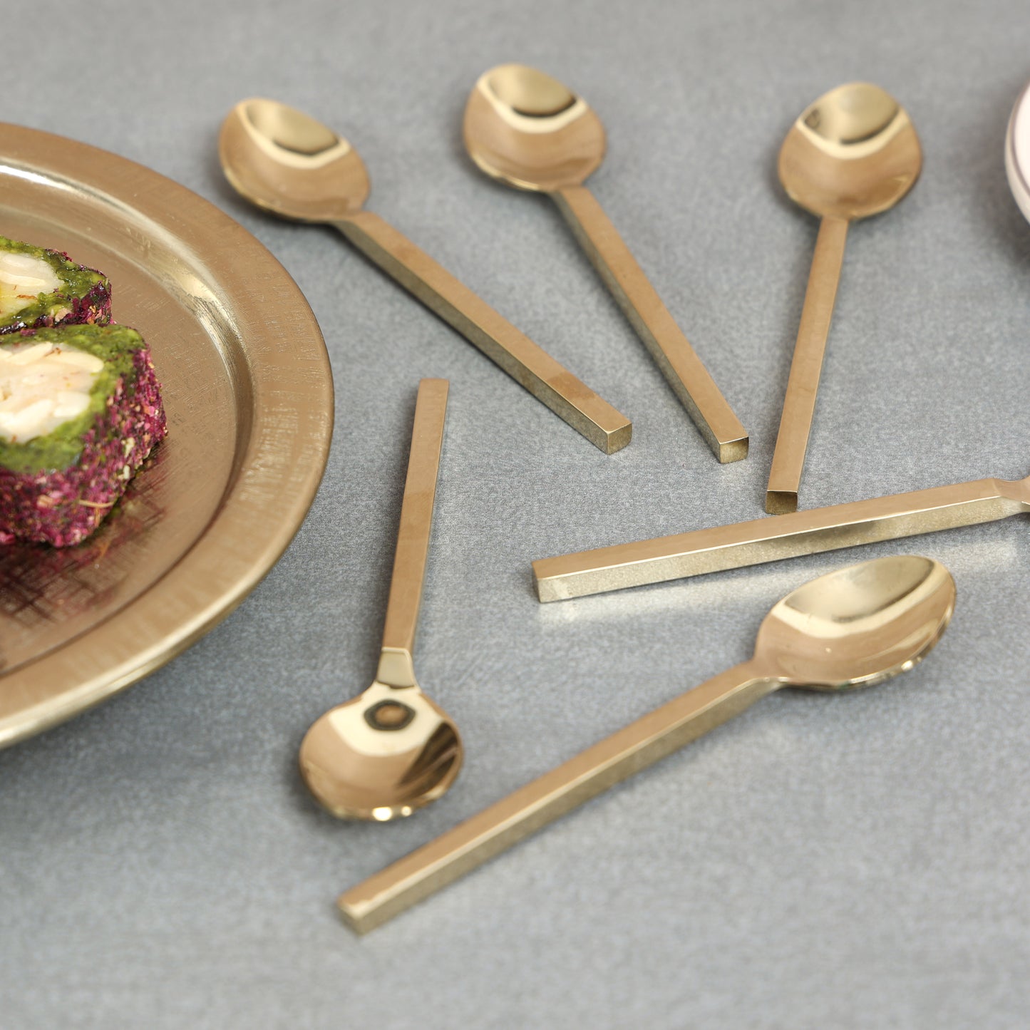 Hammer Cut Champagne Gold Baby Dessert Spoon-set of 6