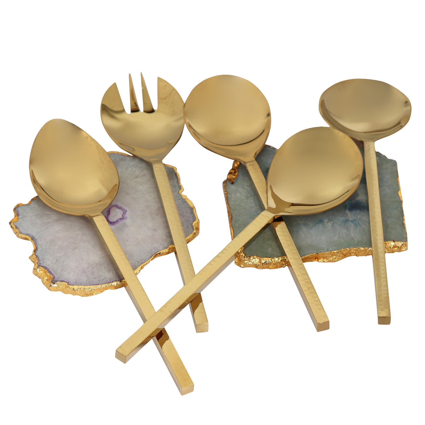 Hammer Cut Server set of 5-Champagne Gold