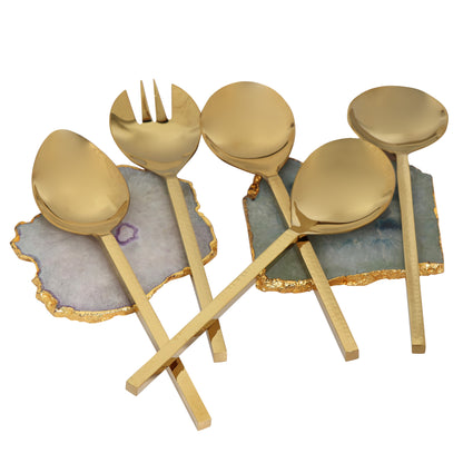 Hammer Cut Server set of 5-Champagne Gold