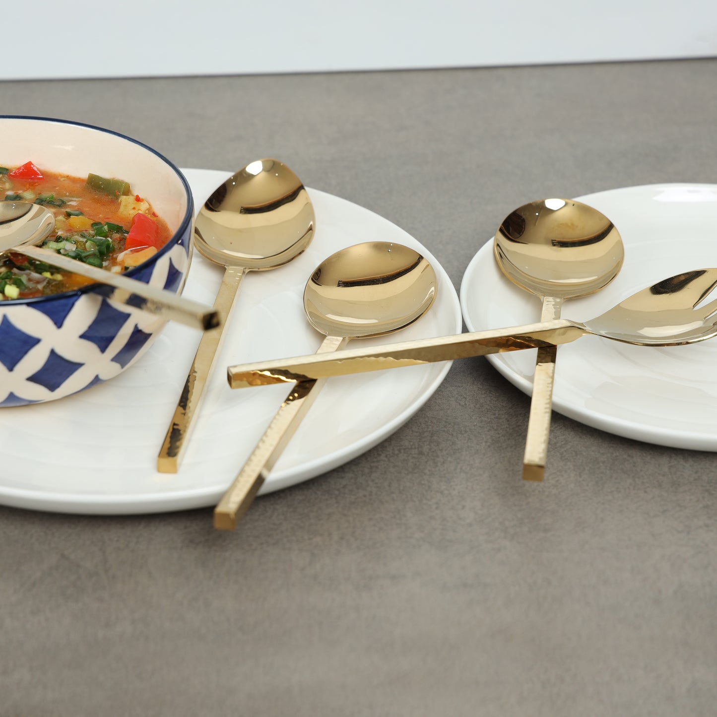 Hammer Cut Server set of 5-Champagne Gold