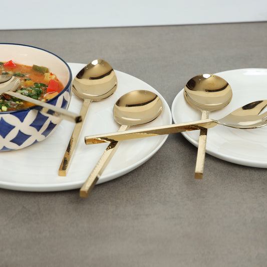 Hammer Cut Server set of 5-Champagne Gold