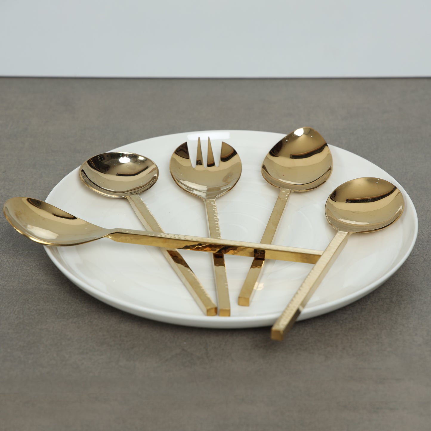 Hammer Cut Server set of 5-Champagne Gold