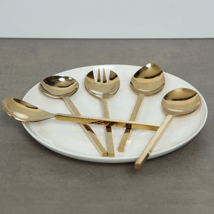 Hammer Cut Server set of 5-Champagne Gold