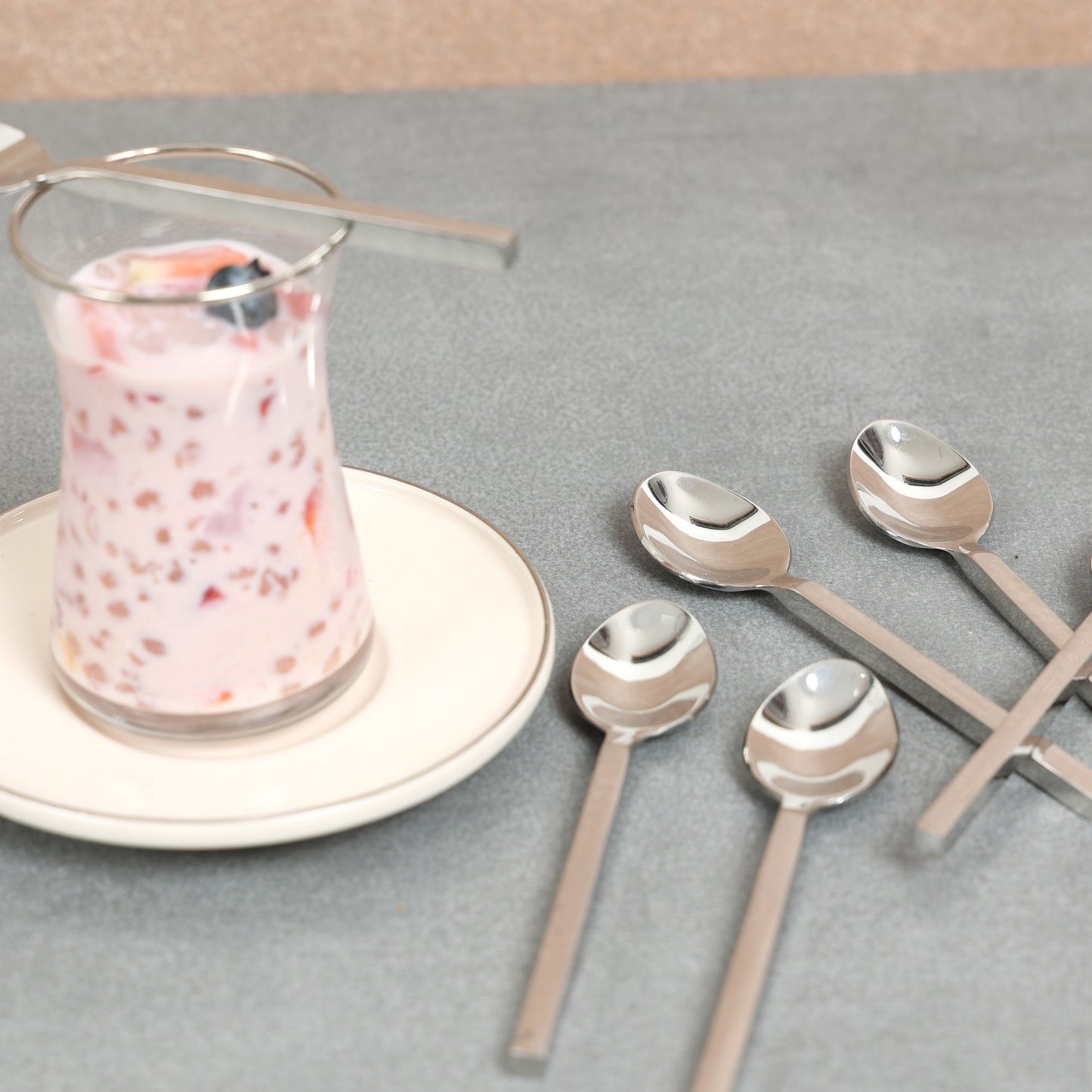 Hammer cut Nickle baby dessert spoon-set of 6