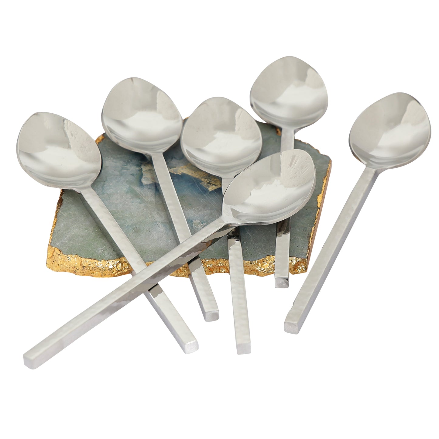 Hammer cut Nickle snack spoon-set of 6