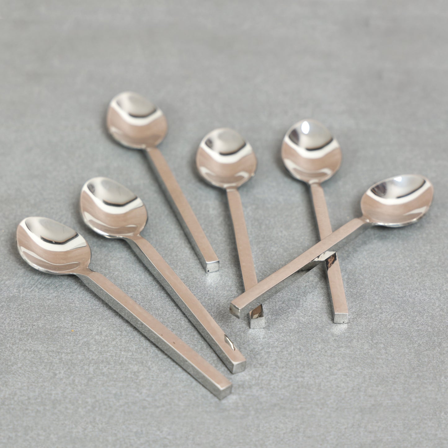 Hammer cut Nickle snack spoon-set of 6