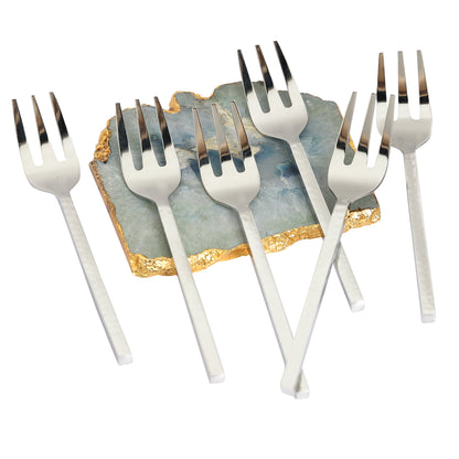 Hammer cut nickle fruit fork-set of 6