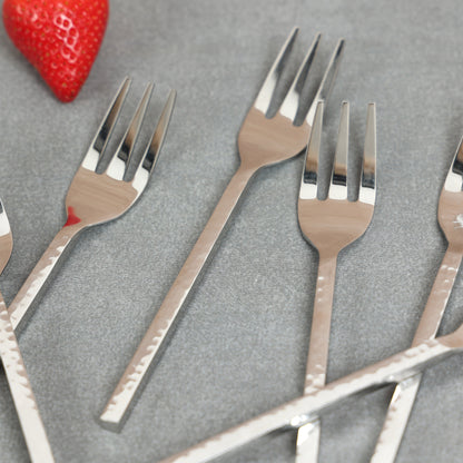 Hammer cut nickle fruit fork-set of 6