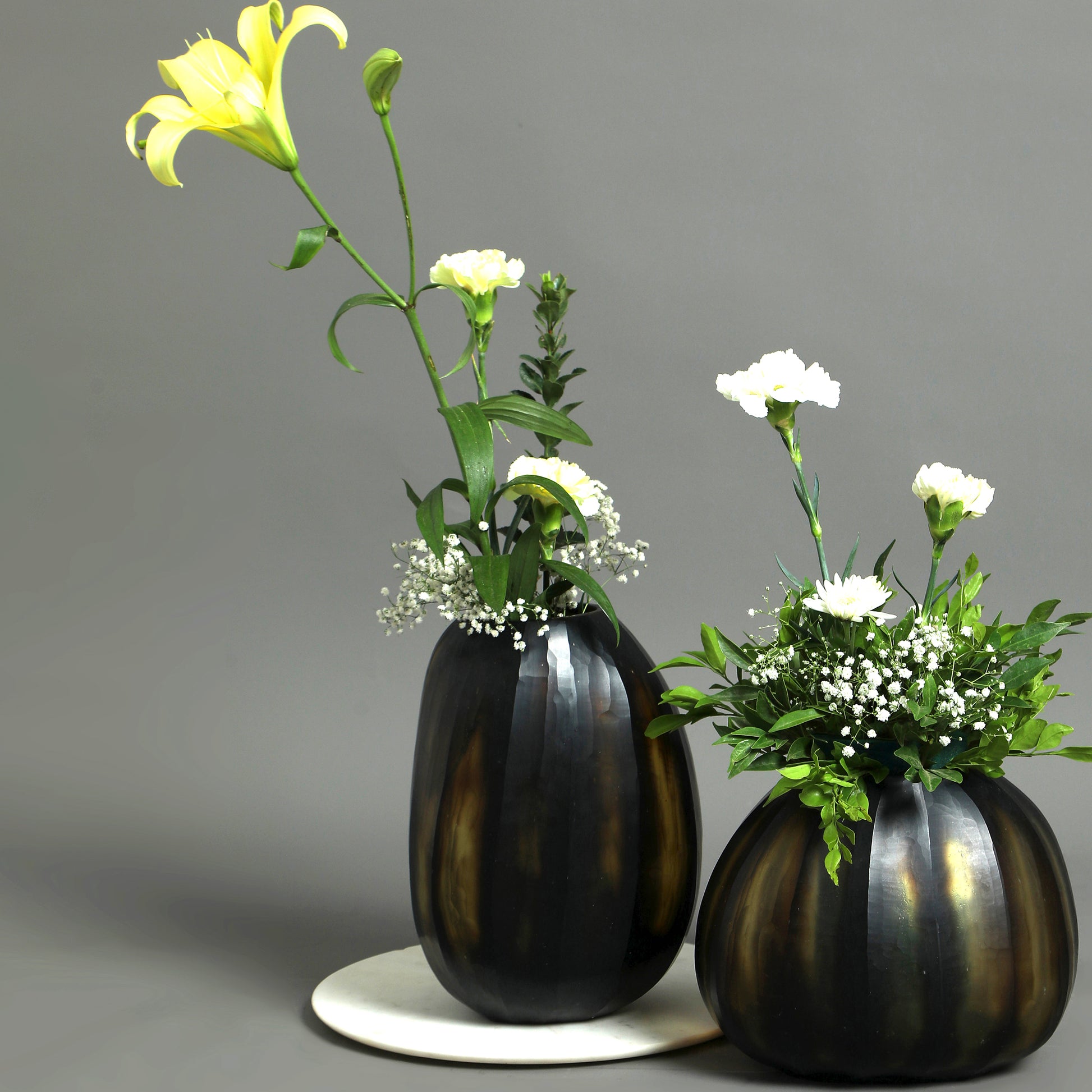 Hand Cut Glass Vase Set