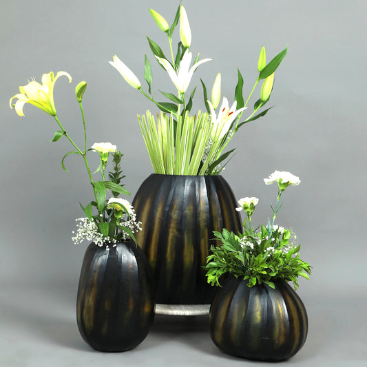 Hand Cut Glass Vase Set